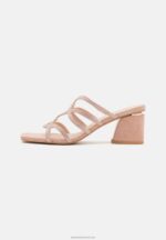 Z62T1885 Women Anna Field Leather Heeled Mules Light Pink - Image 2