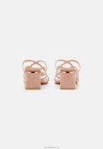 Z62T1885 Women Anna Field Leather Heeled Mules Light Pink - Image 4