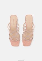 Z62T1885 Women Anna Field Leather Heeled Mules Light Pink - Image 6