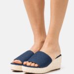 Z62T1886 Women Anna Field Heeled Mules Blue Denim