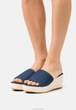 Z62T1886 Women Anna Field Heeled Mules Blue Denim