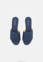 Z62T1886 Women Anna Field Heeled Mules Blue Denim - Image 6
