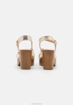 Z62T1888 Women Anna Field Leather Clogs Gold - Image 4
