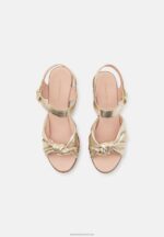 Z62T1888 Women Anna Field Leather Clogs Gold - Image 6