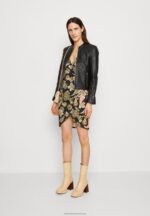 Z62T189 Women Anna Field Jersey Dress Black/Multi Coloured - Image 2