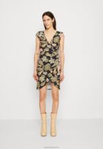 Z62T189 Women Anna Field Jersey Dress Black/Multi Coloured