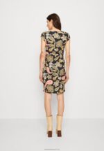 Z62T189 Women Anna Field Jersey Dress Black/Multi Coloured - Image 3