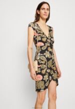 Z62T189 Women Anna Field Jersey Dress Black/Multi Coloured - Image 4