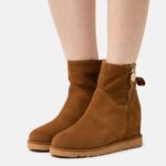 Z62T1916 Women Anna Field Leather Winter Boot Ankle Boots Cognac