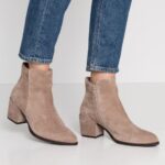 Z62T1931 Women Anna Field Leather Ankle Boots Beige