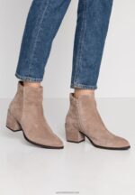Z62T1931 Women Anna Field Leather Ankle Boots Beige