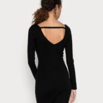 Z62T193 Women Anna Field Offener RCken Bodycon Mini Strickkleid Shift Dress Black