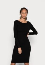 Z62T193 Women Anna Field Offener RCken Bodycon Mini Strickkleid Shift Dress Black - Image 3