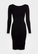 Z62T193 Women Anna Field Offener RCken Bodycon Mini Strickkleid Shift Dress Black - Image 4