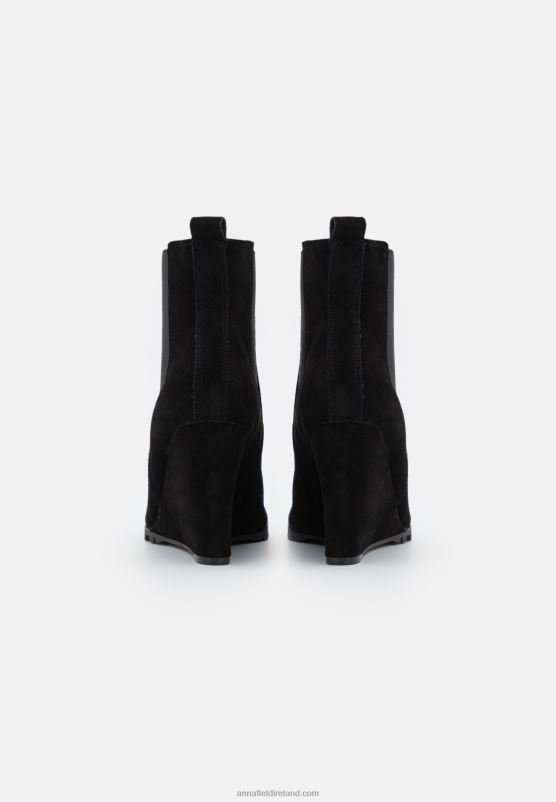 Z62T1943 Women Anna Field Leather Winter Boot High Heeled Ankle Boots Black - Image 3