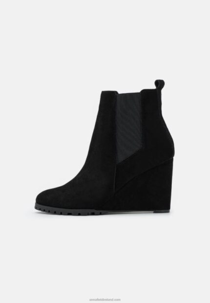 Z62T1943 Women Anna Field Leather Winter Boot High Heeled Ankle Boots Black