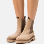Z62T1946 Women Anna Field Leather Classic Ankle Boots Beige