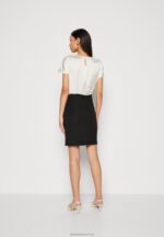 Z62T195 Women Anna Field Shift Dress Off White/Black - Image 3