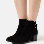 Z62T1964 Women Anna Field Leather Ankle Boots Black