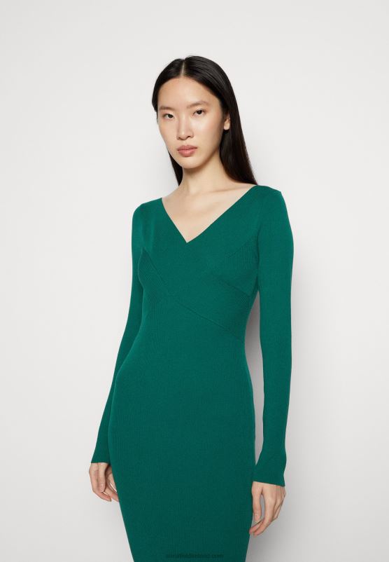 Z62T196 Women Anna Field V Ausschnitt Bodycon Midi Strickkleid Shift Dress Green - Image 4