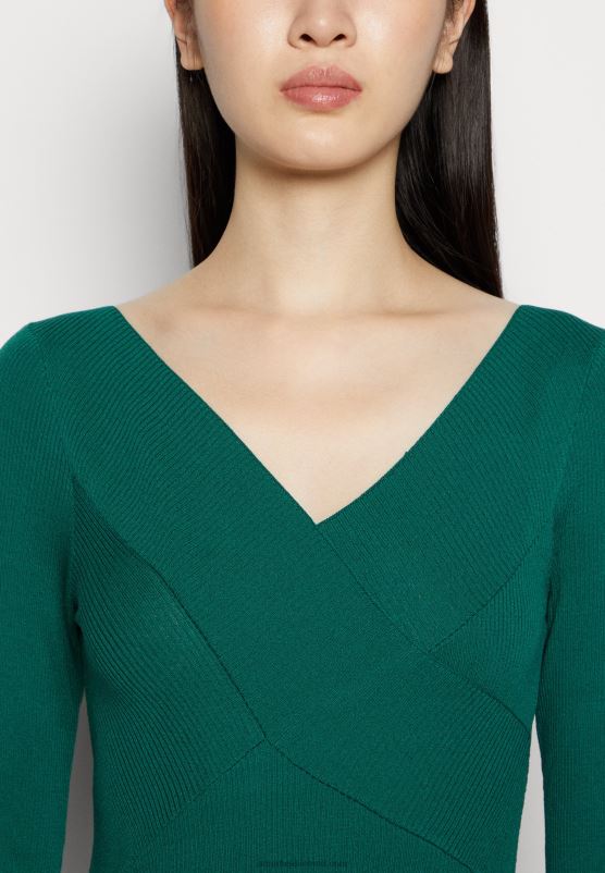 Z62T196 Women Anna Field V Ausschnitt Bodycon Midi Strickkleid Shift Dress Green - Image 6