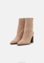 Z62T1986 Women Anna Field Leather Classic Ankle Boots Beige - Image 3