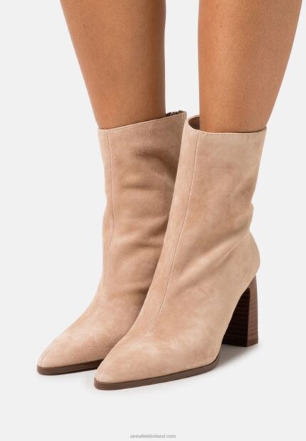 Z62T1986 Women Anna Field Leather Classic Ankle Boots Beige