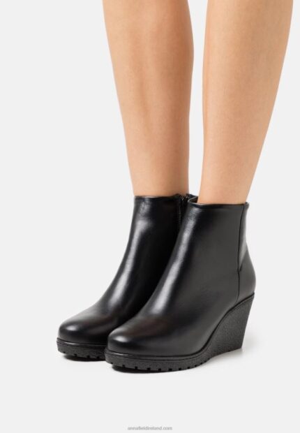 Z62T1993 Women Anna Field Leather Winter Boot Ankle Boots Black