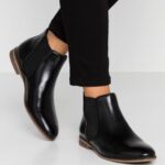 Z62T2002 Women Anna Field Leather Ankle Boots Black