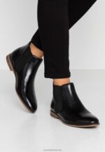 Z62T2002 Women Anna Field Leather Ankle Boots Black