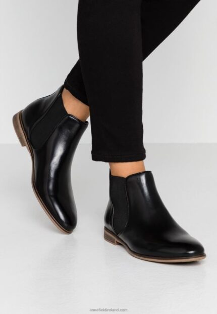 Z62T2002 Women Anna Field Leather Ankle Boots Black