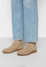 Z62T2005 Women Anna Field Leather Ankle Boots Beige - Image 3