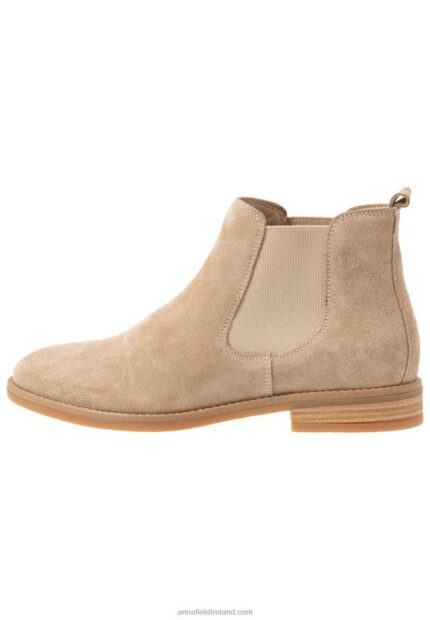 Z62T2005 Women Anna Field Leather Ankle Boots Beige