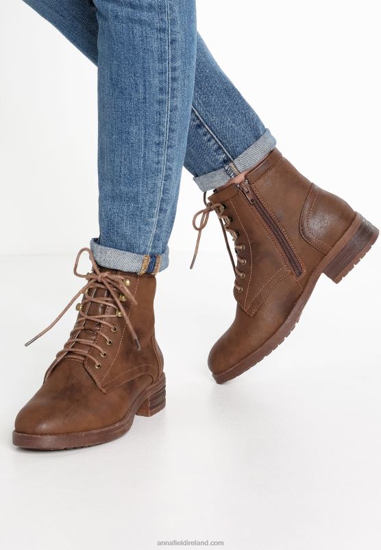 Z62T2015 Women Anna Field Winter Boot Lace-Up Ankle Boots Coffee - Image 1