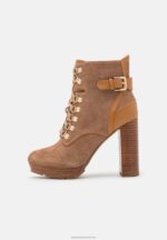 Z62T2018 Women Anna Field Leather Lace-Up Ankle Boots Cognac - Image 2