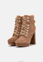 Z62T2018 Women Anna Field Leather Lace-Up Ankle Boots Cognac - Image 3