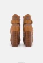 Z62T2018 Women Anna Field Leather Lace-Up Ankle Boots Cognac - Image 4