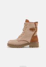Z62T2022 Women Anna Field Leather Lace-Up Ankle Boots Taupe - Image 2