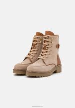 Z62T2022 Women Anna Field Leather Lace-Up Ankle Boots Taupe - Image 3