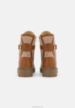 Z62T2022 Women Anna Field Leather Lace-Up Ankle Boots Taupe - Image 4