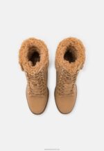 Z62T2024 Women Anna Field Leather Lace-Up Ankle Boots Beige - Image 6