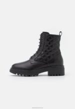 Z62T2026 Women Anna Field Leather Lace-Up Ankle Boots Black - Image 2