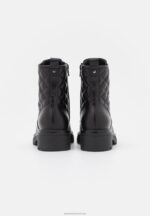 Z62T2026 Women Anna Field Leather Lace-Up Ankle Boots Black - Image 4