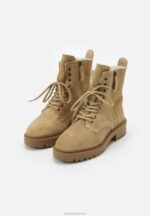 Z62T2028 Women Anna Field Lace-Up Ankle Boots Beige