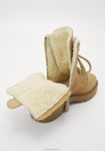 Z62T2028 Women Anna Field Lace-Up Ankle Boots Beige - Image 3