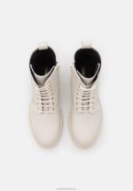 Z62T2029 Women Anna Field Leather Lace-Up Ankle Boots White - Image 6