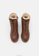 Z62T2032 Women Anna Field Leather Winter Bootie Winter Boots Cognac - Image 6