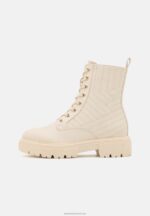 Z62T2033 Women Anna Field Lace-Up Ankle Boots Off-White - Image 2