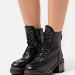 Z62T2036 Women Anna Field Leather Winter Bootie Winter Boots Black