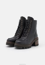 Z62T2036 Women Anna Field Leather Winter Bootie Winter Boots Black - Image 3